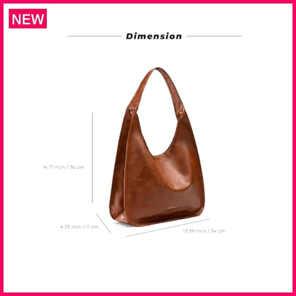 Large Hobo Tote Bag Faux Leather Work Commute Spacious Shoulder Purse - Picture 7 of 8
